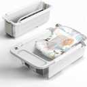 Collapsible Baby Bathtub - Large Capacity Baby Bath Tub with Thermometer & Soft Cushion | Portable Travel Newborn Infant Bathtub | Foldable Toddler Bathtub for Baby 0 to 36 Months (no Stand)