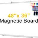 H-Qprobd Magnetic Dry Erase White Board, Dry Erase Board for Wall 48" X 36" Aluminum Frame, Hanging Whiteboard for Home, School, Office, Kitchen