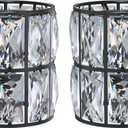 Doraimi Lighting 2 Pack Crystal Shade Replacement,Ceiling Fan Light Drum Lampshades Chrome Finish for Chandelier Vanity Lights Wall Sconces Pendant Light,1.66" Fitter Size 5" high*4.6" Diameter