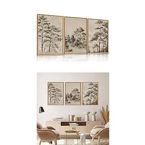 DRACIT Watercolor Tree Landscape Framed Canvas Print Wall Art Set,Retro Nature Forest Scenery Wall Decor,Vintage Grayscale Calming Misty Artwork for Living Room,Bedroom,Farmhouse-16 x24 x3