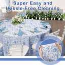 Oudain 2 Pcs Blue Floral Tablecloth 70 Inch Round Table Cover Pastoral Blue White Flower Vintage Washable Fabric Table Cloth for Weeding Baby Shower Decoration Birthday Party Favor (Chinoiserie)