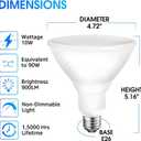 Energetic PAR38 Outdoor LED Flood Light Bulb, 3000K Warm White, 90 Watt Equivalent, Wet Rated, 900LM, E26 Base, Non-Dimmable, 6 Pack