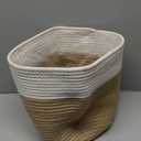 Woven Storage Basket Assorted Color Cotton Rope for Household Use 1Pc, Beige/White