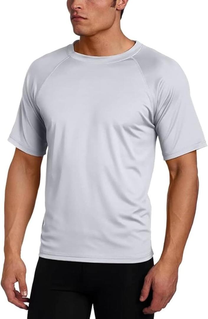 Kanu Surf Men's Short Sleeve UPF 50 Swim Shirt Rash Guard Sun Shirt, (Grey), 