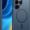 FNTCASE for Samsung Galaxy S25-Ultra Case: Magnetic Translucent Matte Shockproof Slim Cell Phone Cover - Military Grade Drop Proof Hard Back Anti-Fingerprint Protective Phonecase (6.9 inch/Blue)