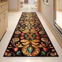 Washable Corridor Runner Rug for Bedroom Kitchen Laundry Corridor Balcony, Non-Slip Vintage Hallway Rug Runner with Upgrade Rubber Backing, Stain Resistant Faux Wool Distressed Carpet (94.5" x 23.6") (1'11" x 7'11" (Runner))