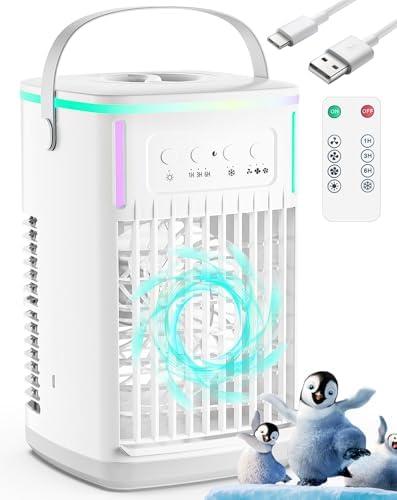 KEDESY Portable Air Conditioners Fan with Remote,1500ml Tank, 1-6H Timer, 3 Wind Speeds, Personal Mini Air Cooler with Humidifier for Room Bedroom Desk