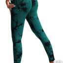 Seamless Workout Leggings for Women High Waisted Tummy Control Gym Yoga Pants Fitness Butt Lifting Leggings (Medium, #6 Tie Dye Green(one Pocket))