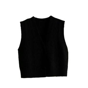 Spring Fall Women Buckle Vest Simple Outerwear Shirt Dress Vests Short Knitted Coat Shoulder Cardigan, Size XXL
