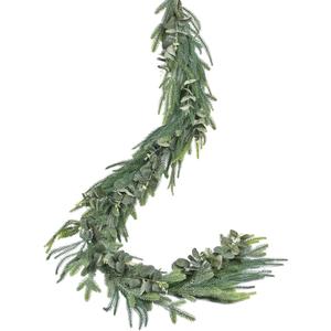 DearHouse Pine Garland Christmas Decoration, Artificial Greenery Garland Norfolk Pine Leaves and Eucalyptus for Holiday Season Mantel Fireplace Table Runner Centerpiece (Pine Garland with Eucalyptus)
