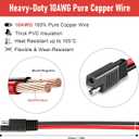 SAE Extension Cable 1FT, 10AWG Heavy Duty Pure Copper SAE Connector Quick Connect and Disconnect Wire Harness for Solar Panel, Motorcycles, Car, Truck, RVs, Tractors, ATV, Trolling Motor 2Pack