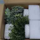 Set of 3 Assorted Small Potted Plants Fake Eucalyptus and Rosemary Plants in Gray Geometric Concrete Ceramic Pots for Gifts Home Kitchen Office Shelf Table Desk Modern Indoor Outdoor Greenery Decor