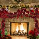 4 Rolls Plaid Christmas Tree Garland Rustic Christmas Tree Ribbon Buffalo Plaid Ribbon Burlap Garland for Xmas Holiday Crafts Decoration, 39.3 Feet (Red / Black)