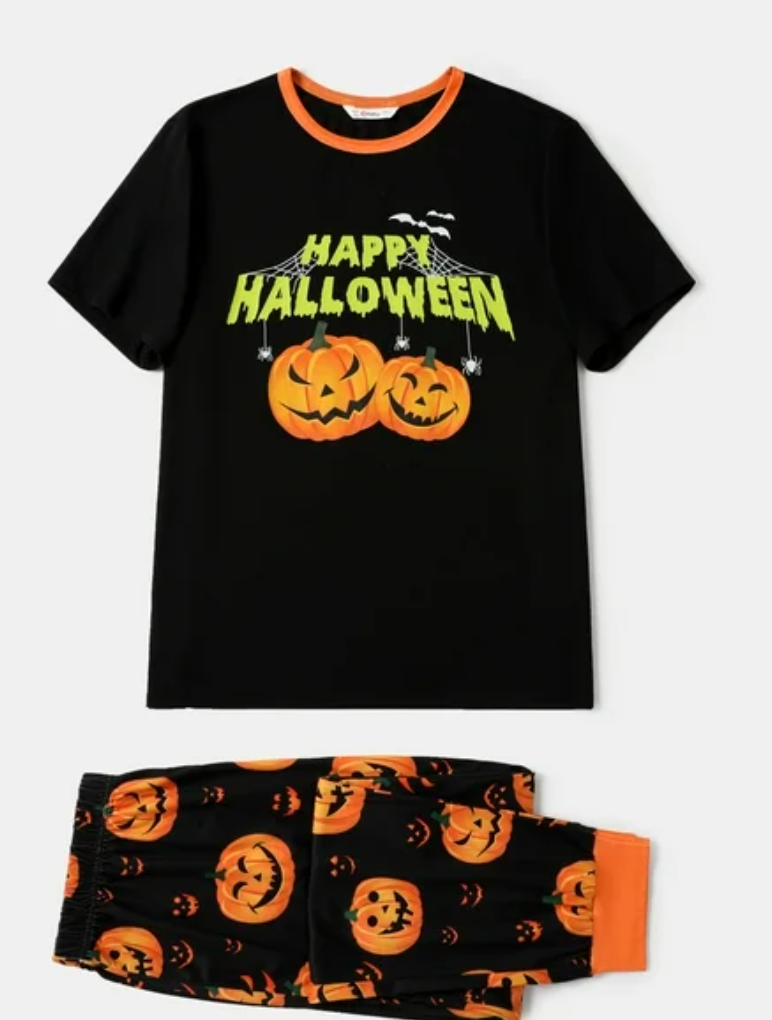 Mikrdoo Boys Pajamas Size 6 Long Sleeve Breathable and Soft 4Piece Sleepwear for Kids, Orange & Black Halloween Size 6 Y