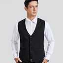 HISDERN Mens Suit Vest Waistcoat with 3 Pockets Slim Fit for Business Formal Wedding Prom and Casual Tuxedo Wear