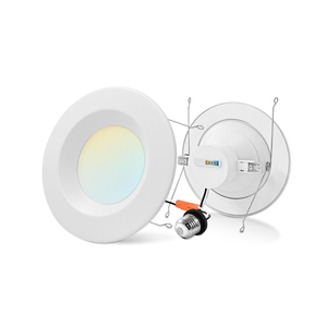 LUXRITE 6 Inch Ultra Thin LED Recessed Lighting, 14W, 5 Color Selectable 2700K | 3000K | 3500K | 4000K | 5000K, CRI 90, 1150 Lumens, Dimmable LED Wafer Lights, Wet Rated, UL Listed, Baffle Trim