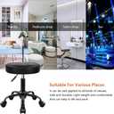 KKTONER Rolling Stool Chair PU Leather Height Adjustable Round Stool with Wheels Chair for Salon Spa Drafting Small (Black)