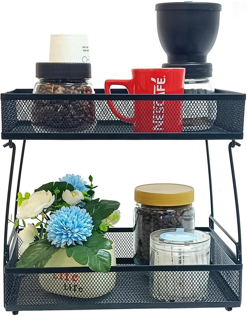 2 Tier Coffee Bar BasketCoffee Bar Accessories and Station Organizer for Countertop 2 Tier Coffee Bar BasketCoffee Bar Accessories and Station Organizer for Countertop
