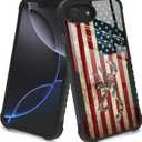 for iPhone 16e Case Cool Camo Deer Leaf American Flag Design for Men Boys [Shockproof Bumper] [Anti-Scratch] [Anti-Slip] Heavy Duty Protection Cover Camouflage Flag