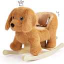 Baby Rocking Horse,Poodle Wooden Rocking Horse for Toddlers 1 Year Old Cute Dog Stuffed Plush Ride-on Toy Rocking Animal for Baby Boys and Girls Nursery/Child Christmas or Birthday Gift