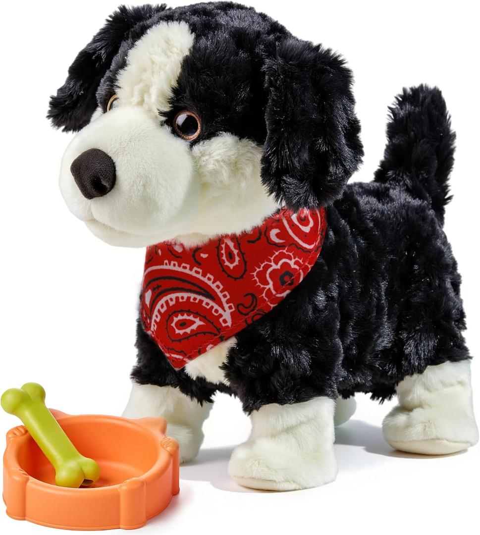 eJog Pup Electronic Interactive Plush Dog Toy, Realistic Robot Puppy Toy, Walking, Talking, Barking, Tail Wagging, VoiceActivated Control Stuffed Animal Pet Toys for Children Ages 3+