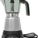 6 Cup Manual Espresso Maker, Small Espresso Machines for Home, Cuban Coffee Maker with Detachable Base & Overheat Protection,Cafeteras Electricas Modernas Moka Pot, Greca Electrica De Cafe Gift (silvery white)
