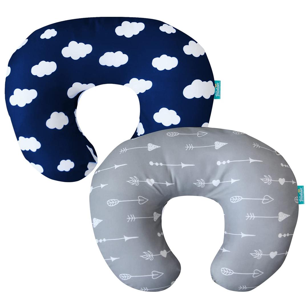 Biloban Nursing Pillow Cover 2 Pack for Breastfeeding Pillow, Ultra Soft and Cozy Nursing Slipcovers, Snug Fits for Boppy, Perfect Choice for Mom (Cloud & Arrow)