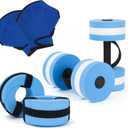 NEAGLORY 6 Pieces Aquatic Exercise Set Water Aerobics Set Pool Fitness Equipment Foam Water Dumbbell, Swim Aquatic Cuffs, Swimming Gloves for Exercise, Blue
