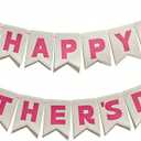 Happy Mother's Day Banner Decorations- Upgraded 3-Layer Felt Mothers Day Decor Sign Banner for Mother's Day Party, Outdoor Celebration, Home Class Office Wall Porch Staircase Decor Pink, No Assembly Required
