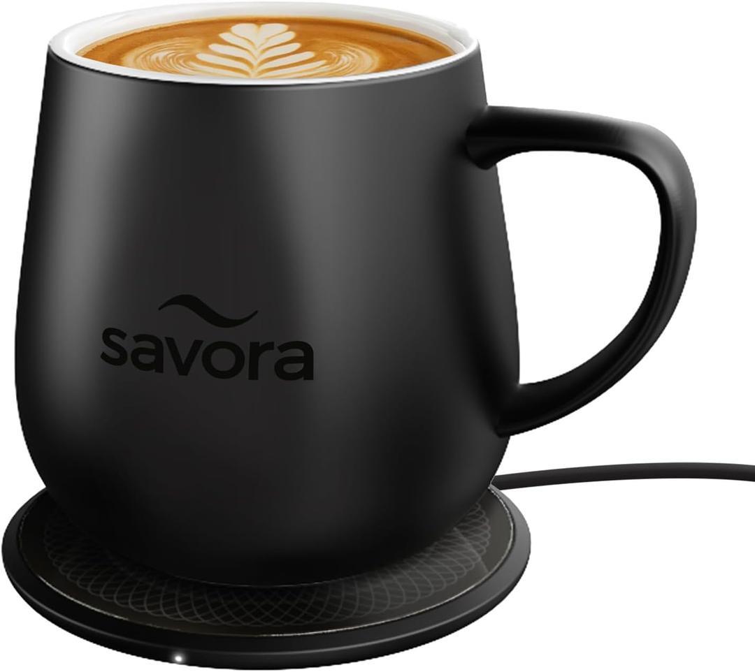 12oz IntelliHeat Coffee Mug | Baristas Choice | Exclusive Wireless SmartSense Pad | Maintains Perfect 135°F | Hand-Crafted Ceramic Mug & Lid | for Tea Drinkers | Backed for Life - Black