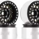 INJORA 1.9" Beadlock Wheel Rim - 150g Super Heavy Brass & Aluminum Deep Dish Wheel for 1/10 RC Crawler SCX10 TRX4 VS4-10 Gen8 (Black)