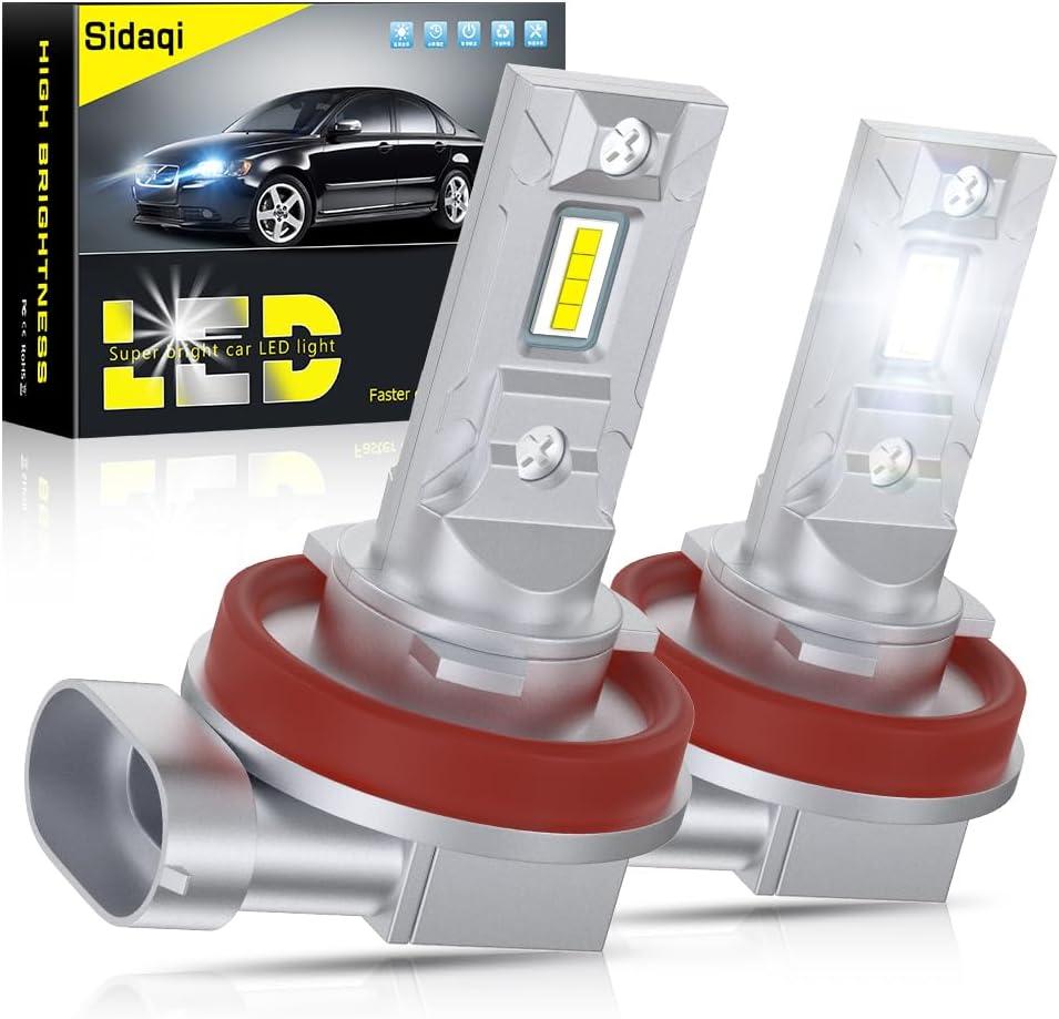 Sidaqi H8 H11 LED Fog Light Bulbs 6000K White Ultra Bright 6000LM 8-SMD 3570Chips H11 H8 H16 (Japan Vehicles) LED Fog Lights Daytime Running Lights DRL for Cars Trucks 12V Plug and Play