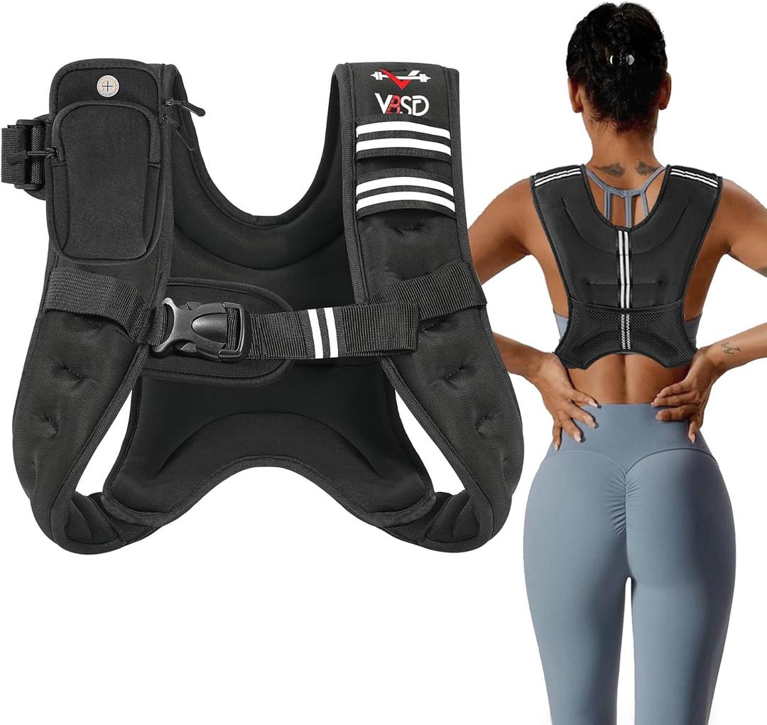 VBSD Weighted Vest for Women Men, 12lb Weight Vest with Reflective Stripe, Body Weight Vests Adjustable for Strength Training, Running, Walking, Workout, Jogging, Fitness