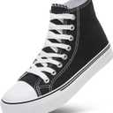 ZGR Womens High Top Canvas Sneakers,Lace up Canvas Shoes,Casual Tennis Walking Shoes(Black.US6.5)
