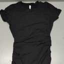 Missufe Women's Short Sleeve Ruched Casual Sundress Midi Bodycon T Shirt Dress (Black), XS