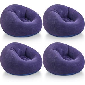 Realspring Inflatable Bean Bag Chairs Outdoor Blow up Camping Chairs Inflatable Lazy Sofa Folding Portable Bean Bag Loungers Couch for Movie Night(Blue,4 Pcs)