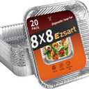 8x8 Aluminum Pans - 20 Pack Disposable Foil Pans, Aluminum Roasting Trays for Holiday Cooking, Parties Meal Prep, Storage, Heating and Baking