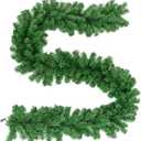 8.9 Ft Artificial Spruce Christmas Garland, Non-Lit Soft Green Holiday Decorations for Outdoor or Indoor Use, Premium PVC Home Garden Artificial Greenery, Wedding Party Decor(1 Pack)