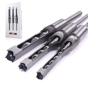 ATOPLEE Square Hole Drill Bits for Wood,3pcs HSS Woodworking Square Mortise Drill Bit,5/16 Inch 3/8 Inch 1/2 Inch (All of Sizes)