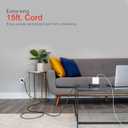 GE 3-Outlet Power Strip Surge Protector 15 Ft Braided Long Cord Extension Cord Surge Protector Power Strip Flat Plug Extension Cord 250 Joules ETL Listed Black 44237