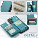 Vinich for Samsung Galaxy S24 FE Wallet Case with Card Holder, RFID Blocking Credit Slots Kickstand Shockproof Phone Cover Fit for Galaxy S24 FE 6.7" Bluish Green