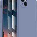 FireNova Designed for iPhone 15 Plus Case, Silicone [Camera Protection] Case with [2 Screen Protectors], Soft Anti-Scratch Microfiber Lining Inside, 6.7 inch, Lavender Gray