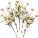 Floroom 5pcs Beige Faux Silk Mums Artificial Flowers, Bulk Fake Small Mini Chrysanthemums with Stems for DIY Champagne Wedding Centerpieces Floral Arrangements Vase Fillers Home Decorations