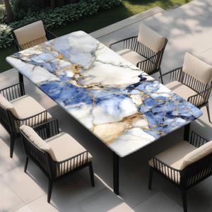 Rectangle Table Cloth Cover Waterproof Elastic Fitted Polyester Fitted Tablecloths for 4 Foot Tables for Indoor,Picnic Camping Outdoor 48" x 30"Blue Marble