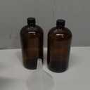 kitchentoolz Large 32oz Amber Glass Gardening Spray Bottles with Funnel - Refillable Trigger Sprayer Container for Plant Misting, Hair Salon, Indoor and Outdoor