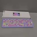 Wireless Keyboard and Mouse Combo, Colorful Ergonomic Full Size Retro Low-Noise Keyboard with Cute keycaps, Compatible with Windows, PC, Perfer for Home and Office Keyboards (Purple)