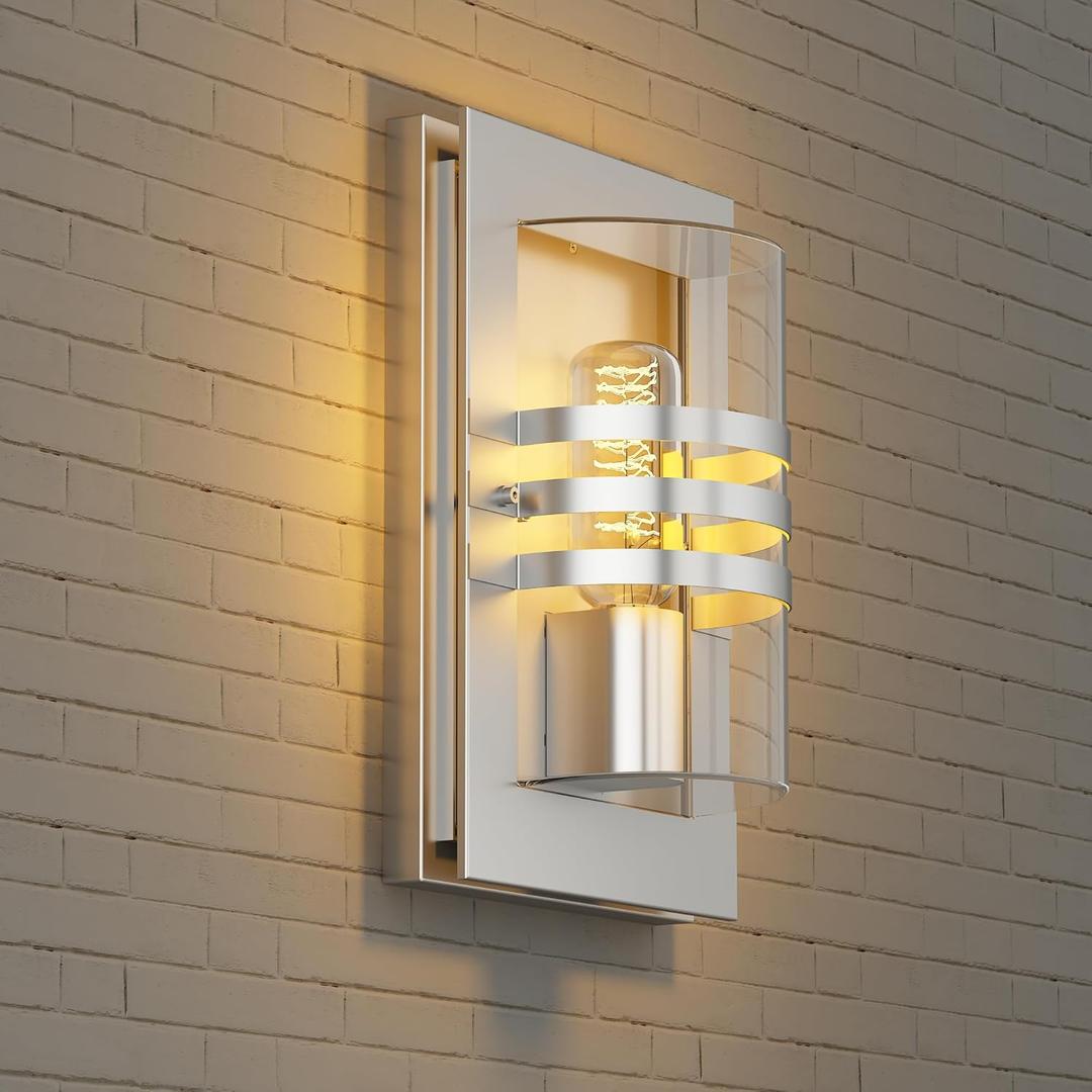Outdoor Wall Sconce, #1160, Waterproof Wall Light, Rust & All Weather Resistant, ETL Listed, Stainless Steel Finished, E26 Socket, 1-Pack