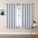 ChrisDowa Blackout Curtains 70 inches Wide for Bedroom - 2 Panels Set Extra Wide Grommet Thermal Insulated Room Darkening Curtains for Living Room (Greyish White, 70 x 63 Inch)