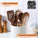 LoeJan 3 Compartment Utensil Holder, Extra Large Utensil Crock, Stable Ceramic Utensil Organizer, Cooking Tool Organizer Set for Kitchen Counter Farmhouse Decor, Textured White
