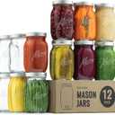 Paksh Novelty Mason Jars - Food Storage Container - 32 oz 12-Pack - Airtight Container for Pickling, Canning, Candles, Home Decor, Overnight Oats, Fruit Preserves, Jam or Jelly